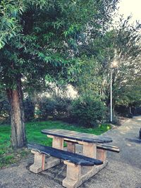 Empty bench in park