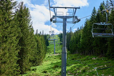 Mountains with open cable cars lift, karpacz, poland