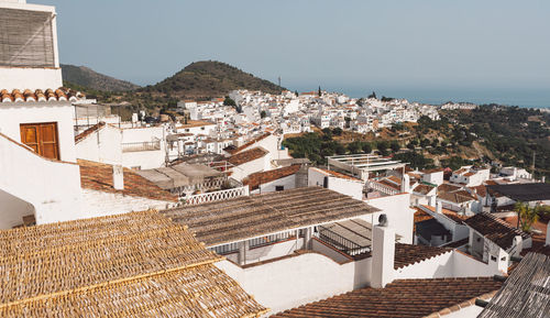 High angle view of townscape against sky