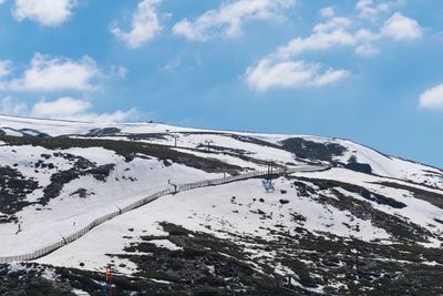 Snow covered mountain against sky