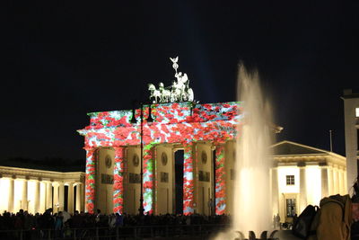 Illuminated temple at night