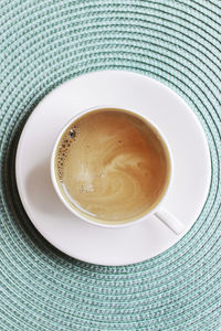 High angle view of coffee on table