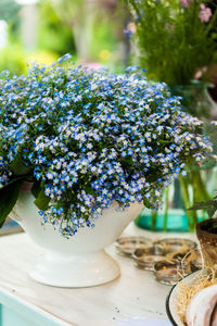 Close-up of flowers on table