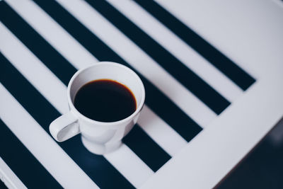 High angle view of coffee on table