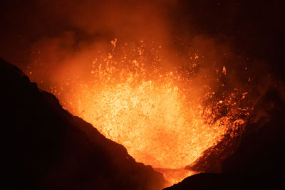 Volcano eruption on cumbre vieja, la palma island, canary islands