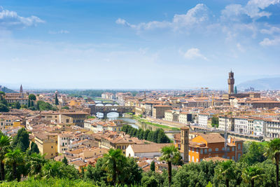 High angle view of city