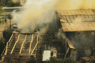 Smoke emitting from roof