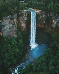 View of waterfall in forest