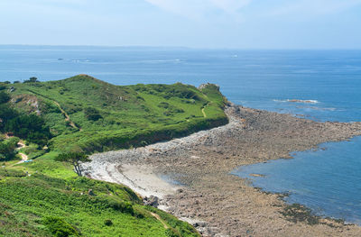 High angle view of beach against sky