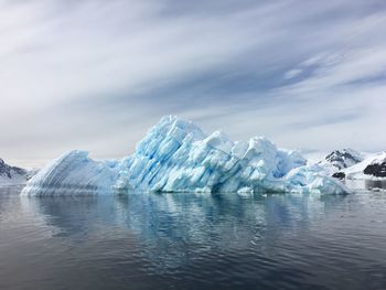 Scenic view of frozen lake against sky