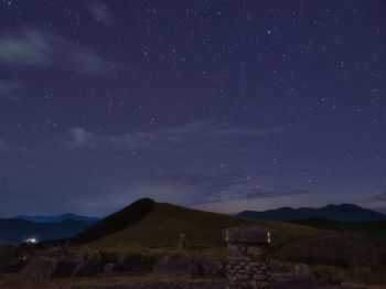 Scenic view of field against sky at night