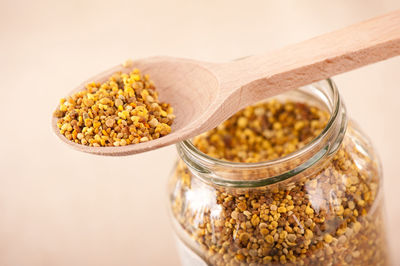 Close-up of food on wooden table