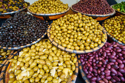 High angle view of fruits for sale in market