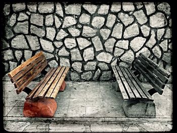 Close-up of empty bench