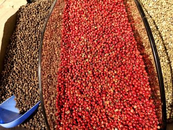 High angle view of fruits for sale at market stall