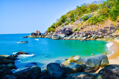 Scenic view of sea against clear sky