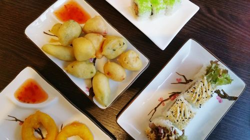 High angle view of meal served in plate