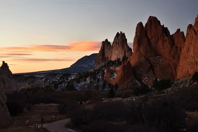 Rock formations at sunset