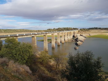 Bridge over river against sky