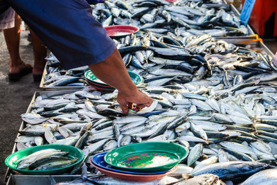 Man holding fish at market