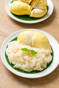 Close-up of food in plate on table