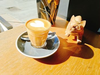 High angle view of coffee on table