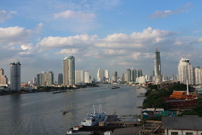 City skyline with river in background