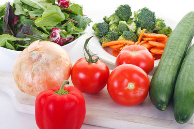 Close-up of tomatoes and vegetables