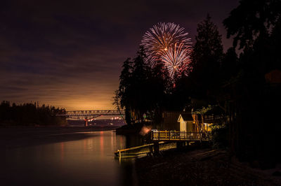 Firework display at night on fourth of july