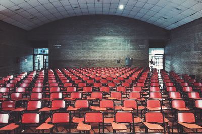 Rows of empty seats in lecture hall