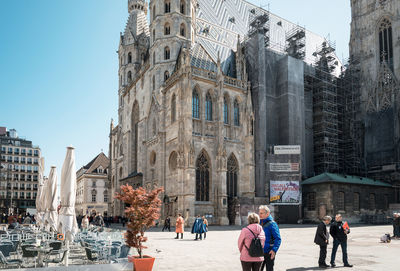 People against st stephens cathedral in city