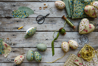 Directly above shot of various objects on table