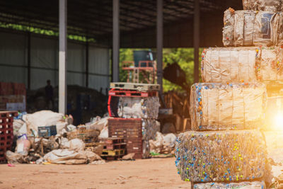 Stack of food for sale at market stall