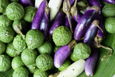 Directly above shot of vegetables on market stall