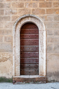 Closed door of old building