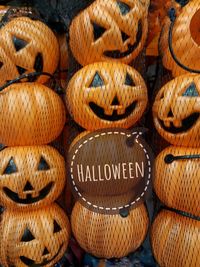 Close-up of pumpkins for sale in market