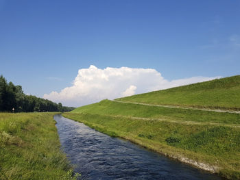 Scenic view of land against sky