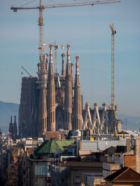 Far view of la sagrada familia cathedral.