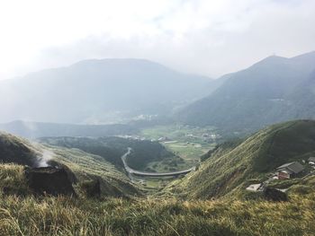 High angle view of landscape against sky