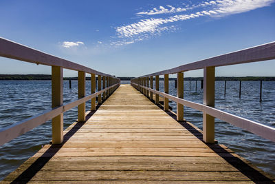 Empty jetty on a lake in summer or holidays in sunny weather