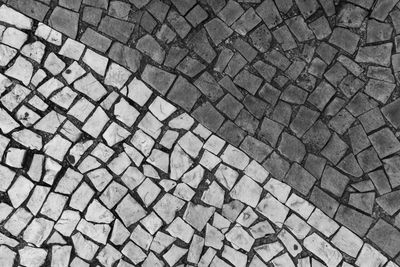 High angle view of cobblestone street