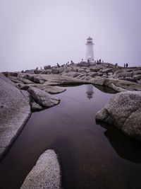 View of lighthouse in sea