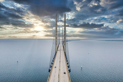 Aerial view of the bridge between denmark and sweden, oresundsbron.