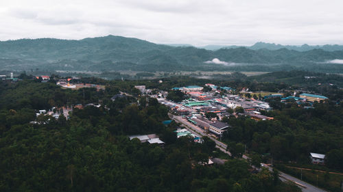 High angle view of townscape against sky