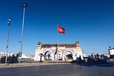 View of road against clear blue sky