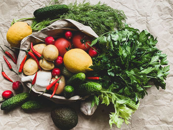 Organic vegetables grocery shopping. fresh veggies from farmers market. vegan and vegetarian food 