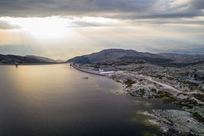 Aerial drone view landscape of vale glaciar do zezere valley in serra estrela, portugal