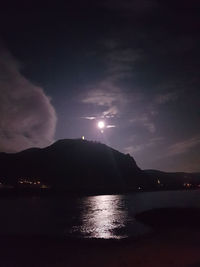 Scenic view of sea against sky at night