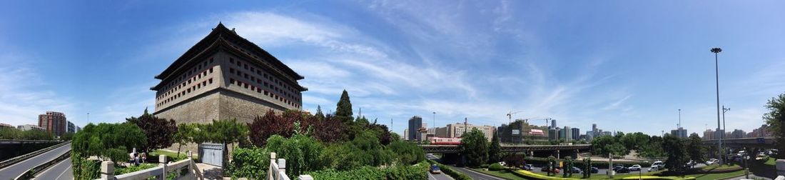 Panoramic view of city buildings against sky