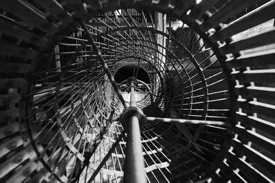 Close-up of spiral staircase in factory
